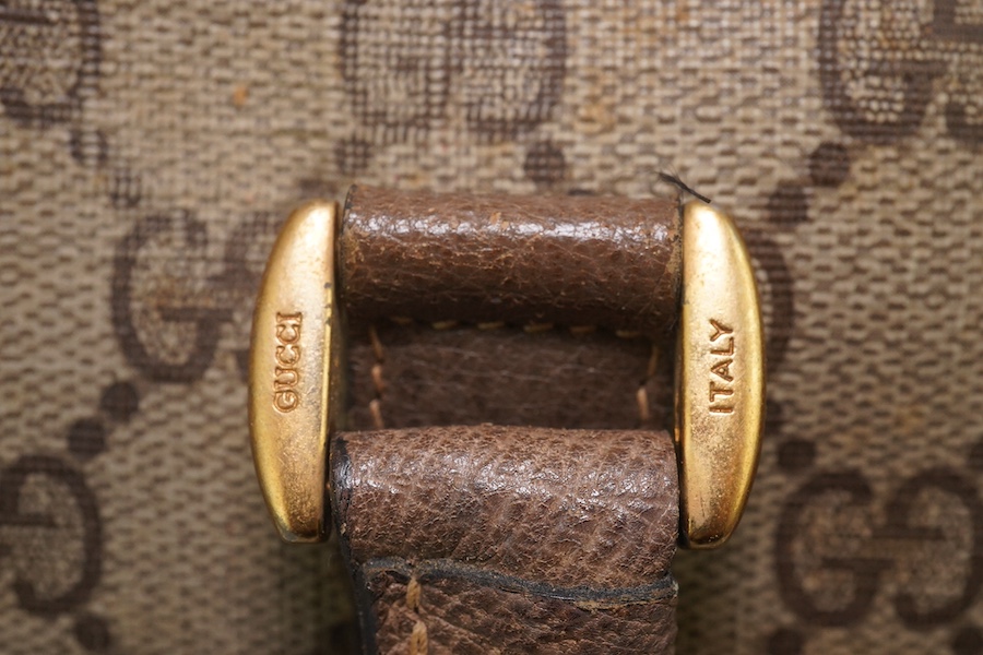 Two vintage Gucci brown canvas and leather trim GG monogram handbags